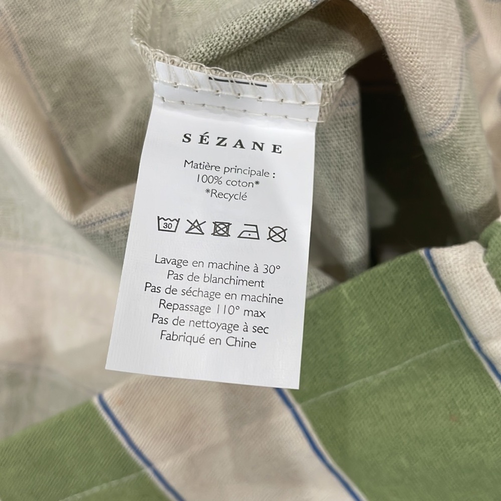 Bonjour Los Angeles - Sezane tote bag green and beige stripes - Picture 7 of 8